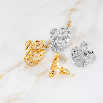 Brinco Cisne Brilhante Cravejado Banhado