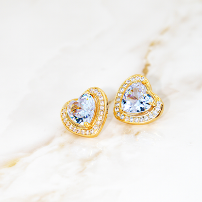 Brinco Coração De Cristal Cravejado Banhado