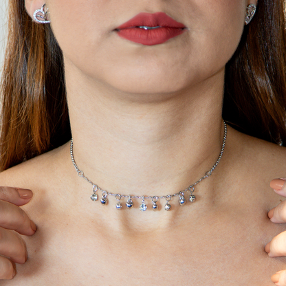 Colar Delicado Corações Com Zircônias Penduradas Banhado