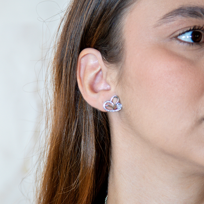 Brinco Coração Invertido Com Cristal Cravejado Banhado