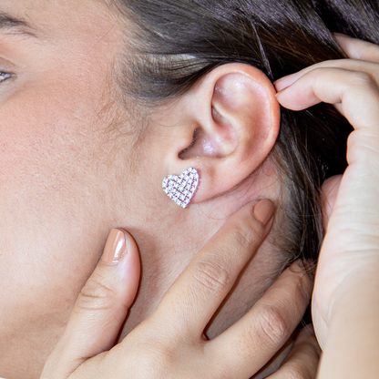 Brinco Coração Cravejado Com Zircônia Banhado
