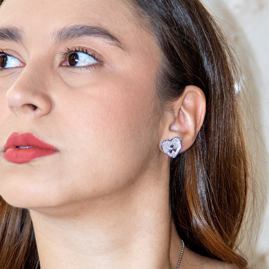 Brinco Coração Trevo Brilhante Banhado